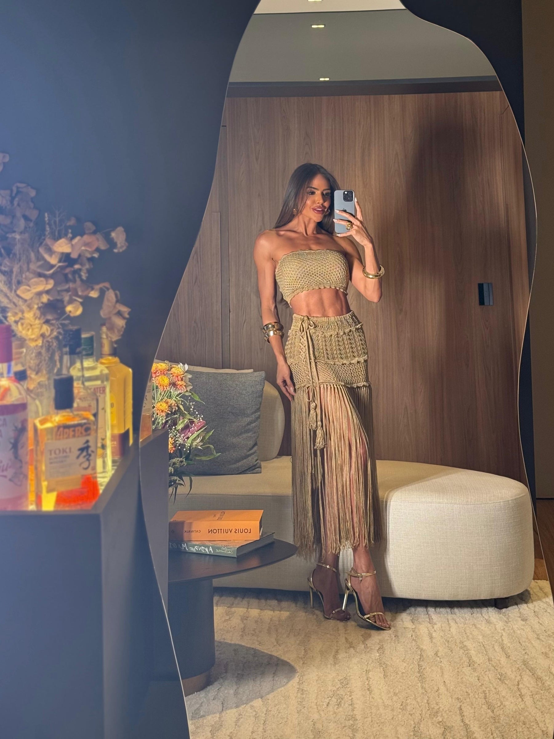 CONJUNTO IBIZA TOFFE- TOP, SAIA E HOT PANT , FIOS DE SEDA