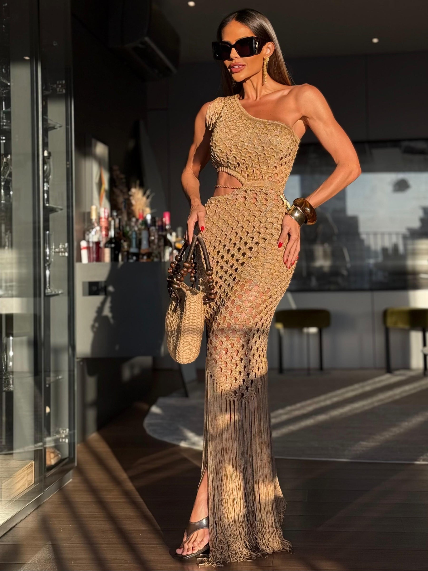 VESTIDO ESTRELA TOFFEE - VESTIDO COM HOT PANT , FIOS DE SEDA