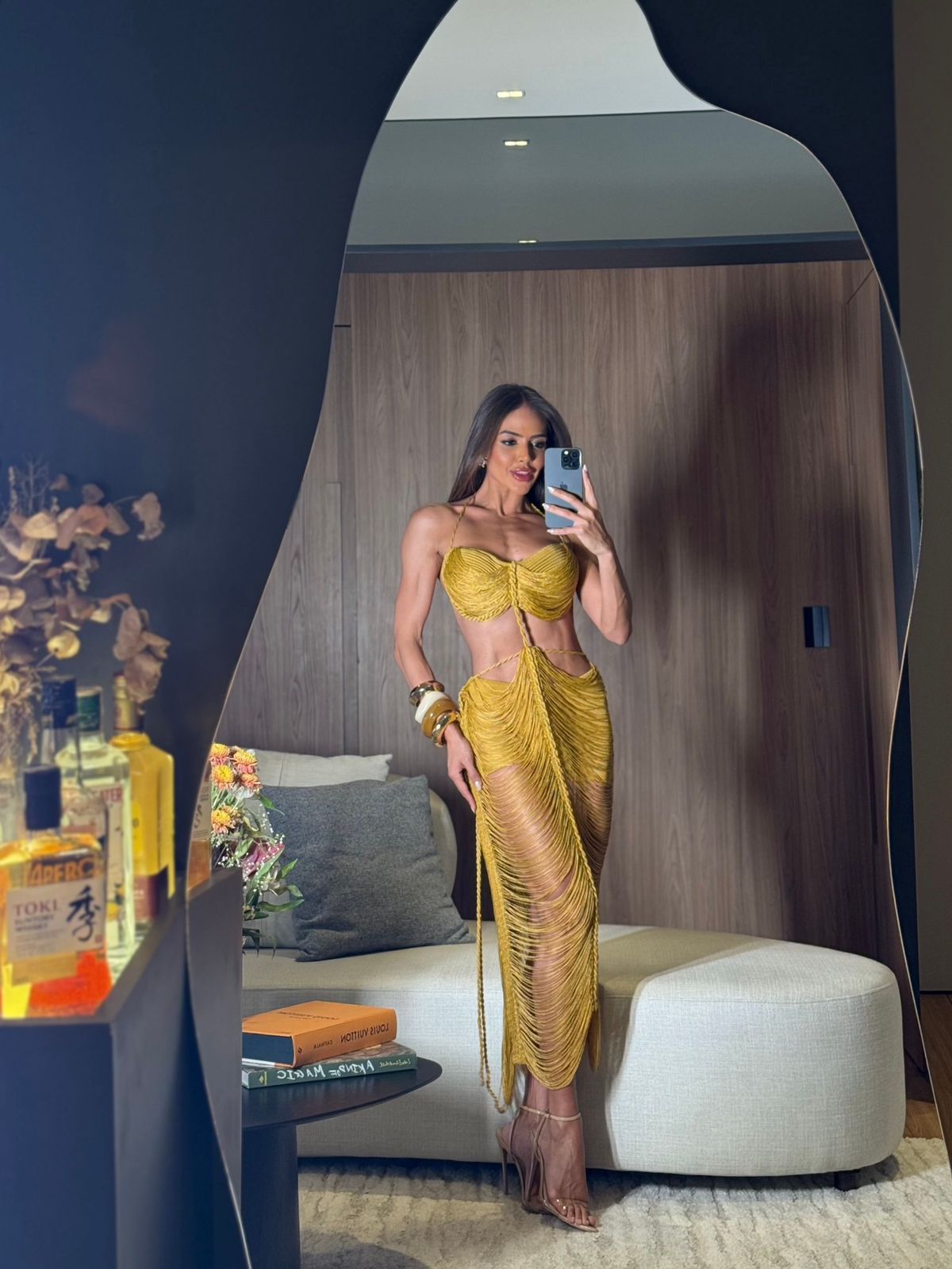 VESTIDO MALDIVAS GOLD - COM HOT PANT , FIOS DE SEDA