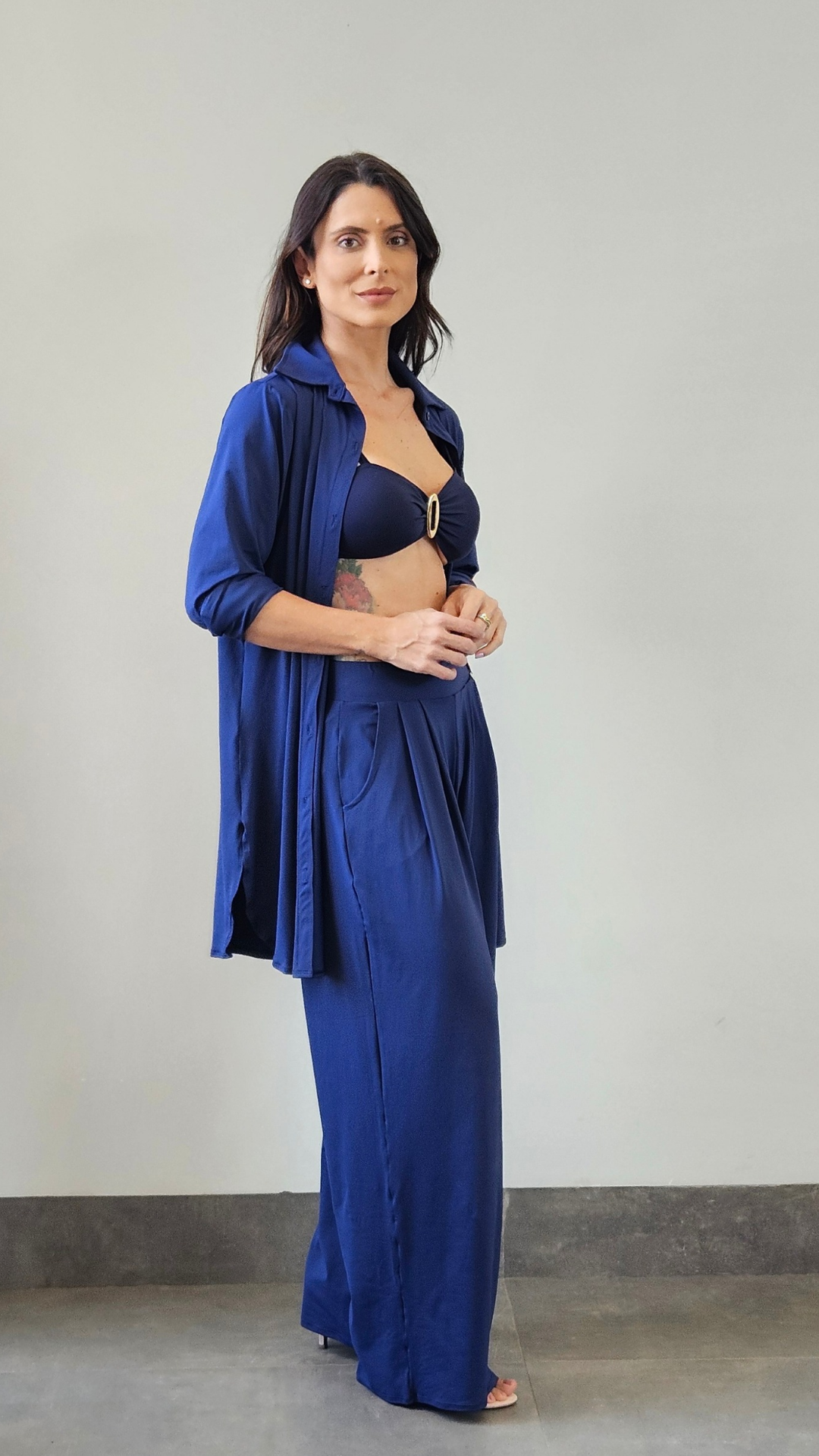 CHEMISE TABATA MALHA MARINHO