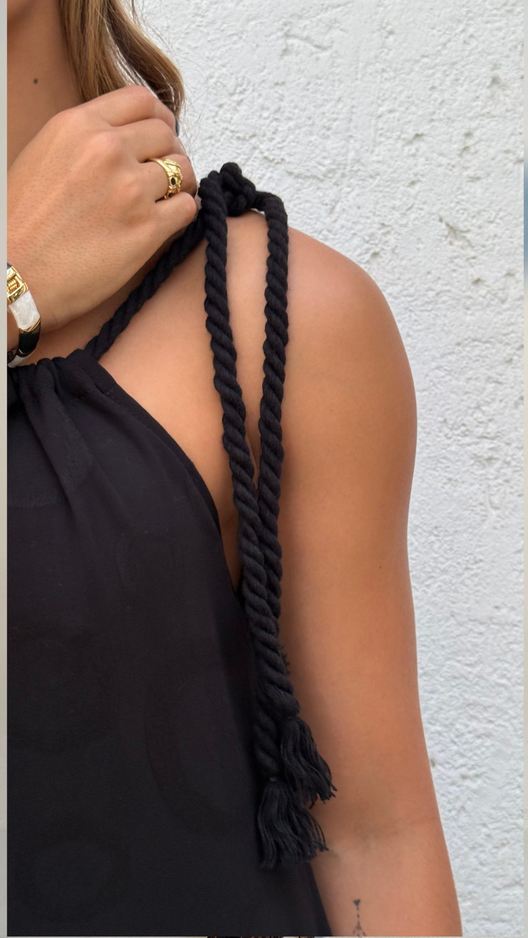 Vestido Angeline Preto Texturizado de Poá