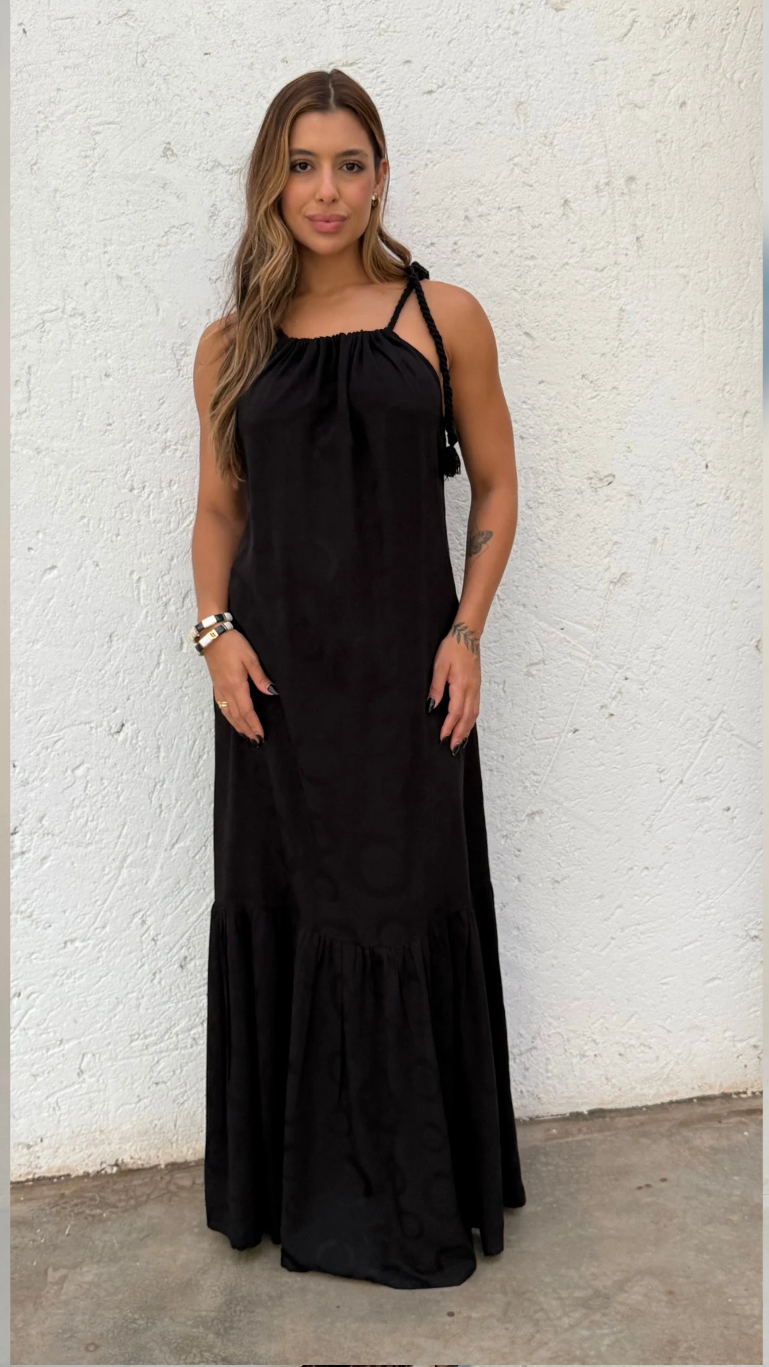 Vestido Angeline Preto Texturizado de Poá