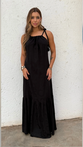 Vestido Angeline Preto Texturizado de Poá