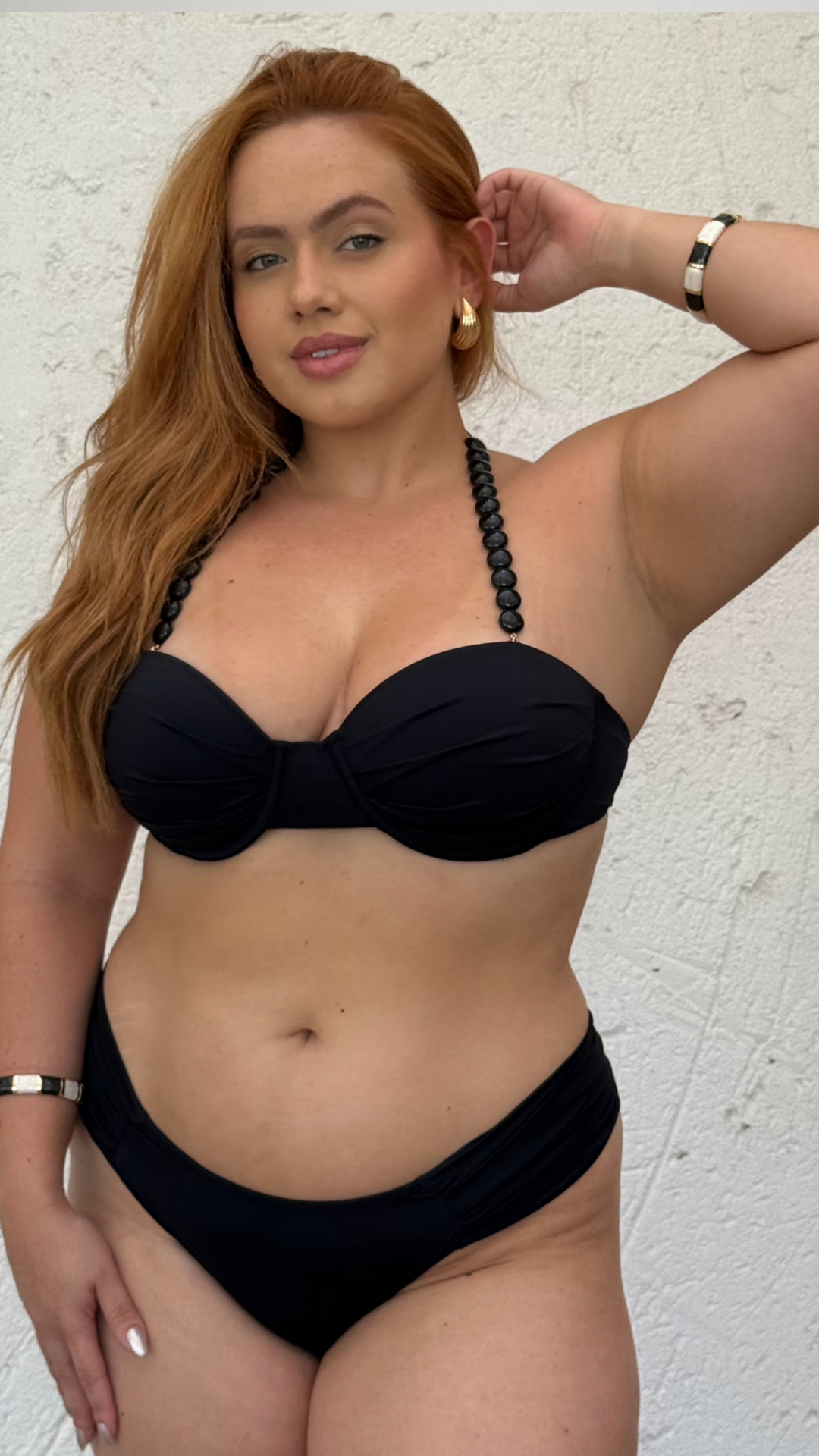 Top Helena Preto  - Alças Pérolas Negras -