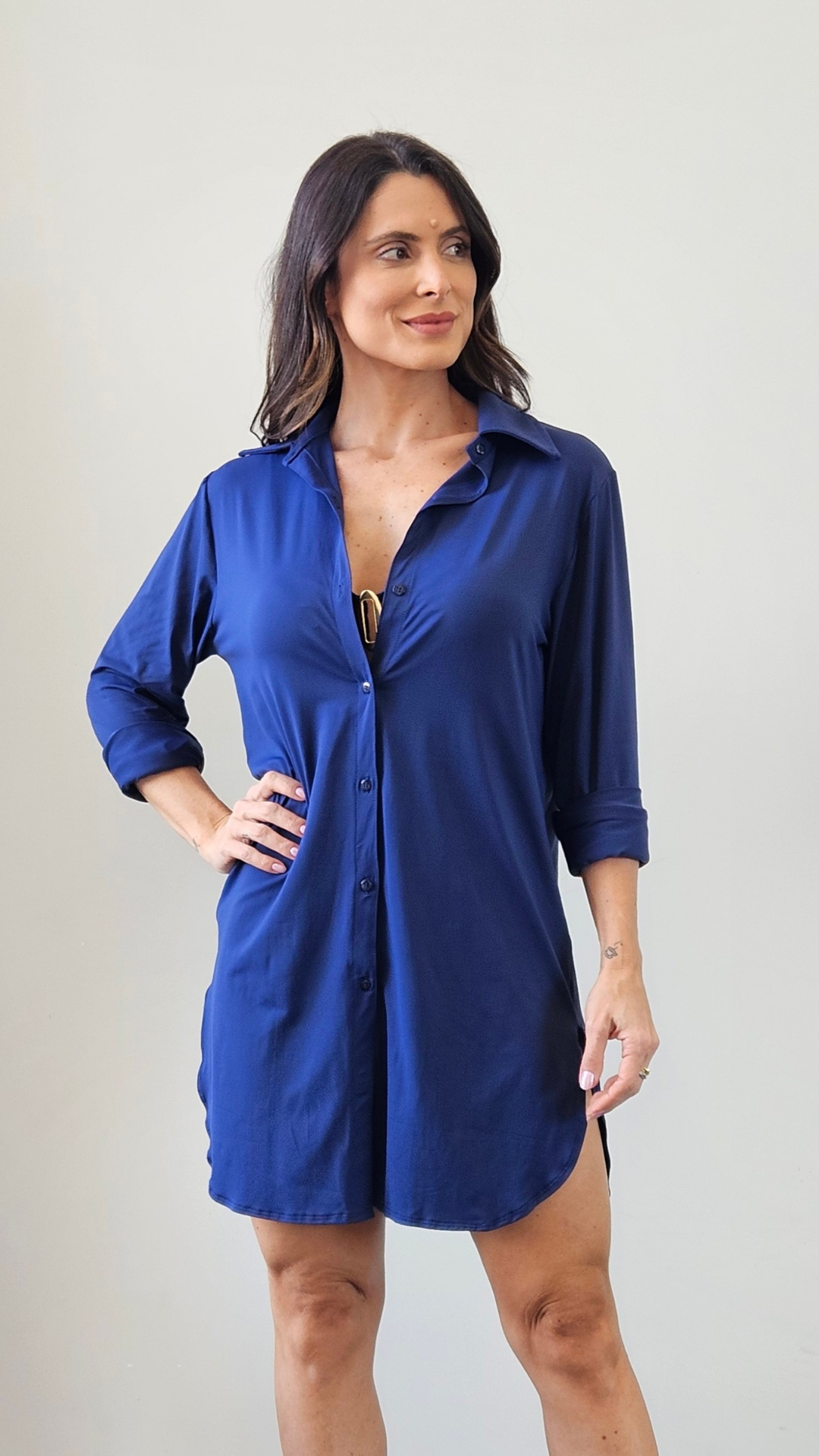 CHEMISE TABATA MALHA MARINHO